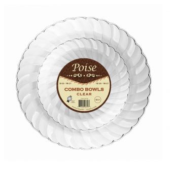 Poise Combo Bowls – 5oz. (16) and 12 oz. (16) - Clear Plastic - 32 Count