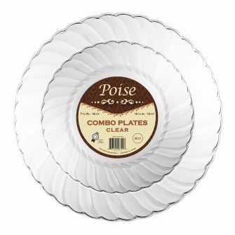 Poise Combo Plates - 7.5” (16) and 10.25” (16) - Clear Plastic - 32 Count