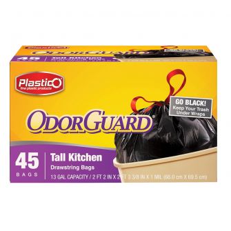 Plastico OdorGuard Tall Kitchen 13 Gal. Bags - Black - 45 ct.