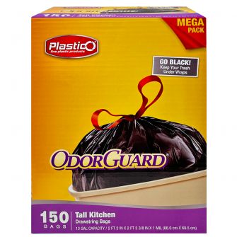 Plastico Tall KItchen Bags - Mega Pack - 13 Gal. - Black - 150 ct.