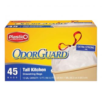 Plastico OdorGuard Tall Kitchen 13 Gal. Bags - White - 45 ct.