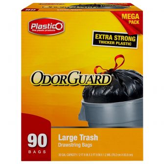 Plastico Trash Bags - Club Pack - 30 Gal. - Black - 90 ct.