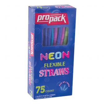 Propack Neon Flexible Straws (ST75) - 75 Count