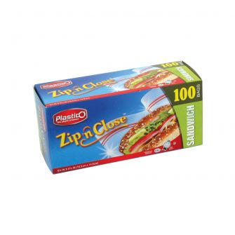 Plastico Zip n' Close Sandwich Bags - 100 ct.