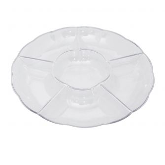 Dining Collection 12" Round Compartment Platter - Clear Plastic - 5 Section