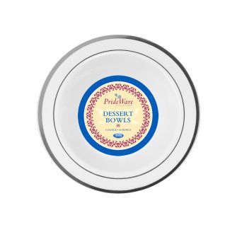 PrideWare 5 oz. Dessert Bowls - White/Silver Plastic - 10 Count