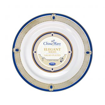 ChinaWare Elegant 7.5" Salad Plates - White/Cobalt/Gold - 10 Count