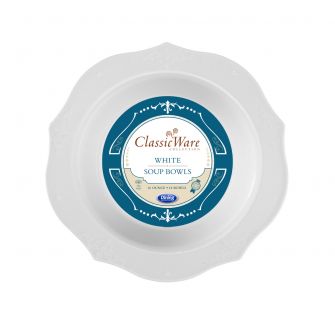 ClassicWare 16 oz. Soup Bowls - White Plastic - 18 Count