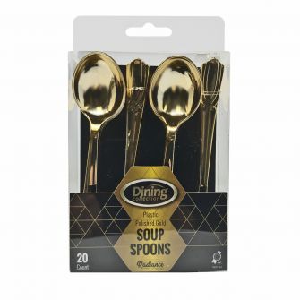 Dining Collection Plastic Polished Gold Soupspoons – 20 Count