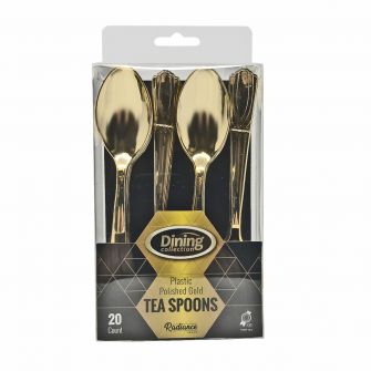 Dining Collection Plastic Polished Gold Teaspoons – 20 Count