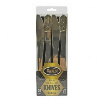 Dining Collection Plastic Polished Gold Knives – 20 Count