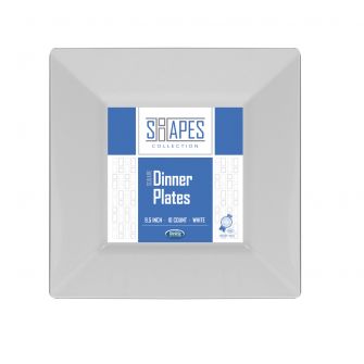 Shapes Collection - Square 9.5" Dinner Plate (White) - 10 Count