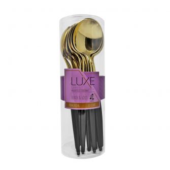 Dining Collection Luxe Series Teaspoons (Black / Gold) - 20 Ct.