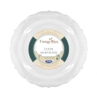 VintageWare 7" Salad Plates - Clear Plastic - 18 Count