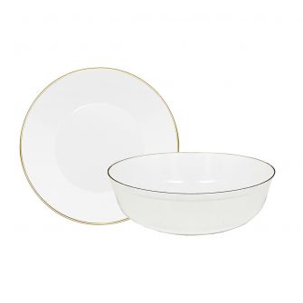CoupeWare Basic 24 oz. Soup Bowl (White/Gold) - 10 ct.