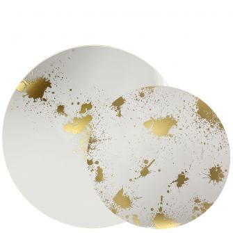 CoupeWare Gold Splatter (White/Gold)  Combo Plates - 32 ct.