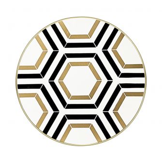 CoupeWare Honeycomb (White/Black/Gold) - 9" Dinner Plates - 10 ct