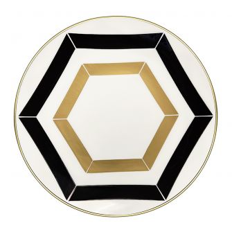 CoupeWare Honeycomb (White/Black/Gold) - 10.25" Banquet Plates - 10 ct
