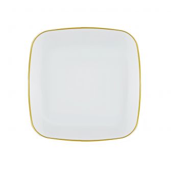 CoupeWare Basic 7.25" Square Plate (White/Gold) - 10 ct.