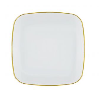 CoupeWare Basic 8.5" Square Plate (White/Gold) - 10 ct.
