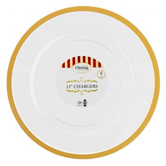 Dining Collection 13" Round Charger Plates (Clear/Gold) - 4 ct.