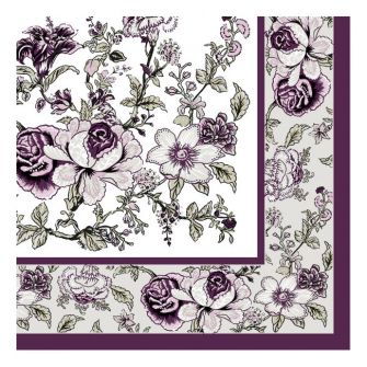 Dining Collection Lunch Napkins - Eggplant Bountiful Blossoms - 20 ct.