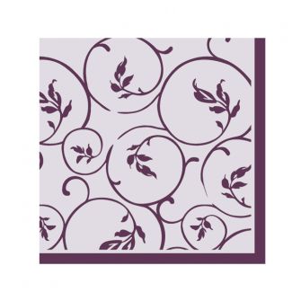 Dining Collection Cocktail Napkins - Plum Curlicue - 20 ct.