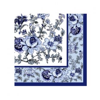 Dining Collection Cocktail Napkins - Blue Bountiful Blossoms - 20 ct.