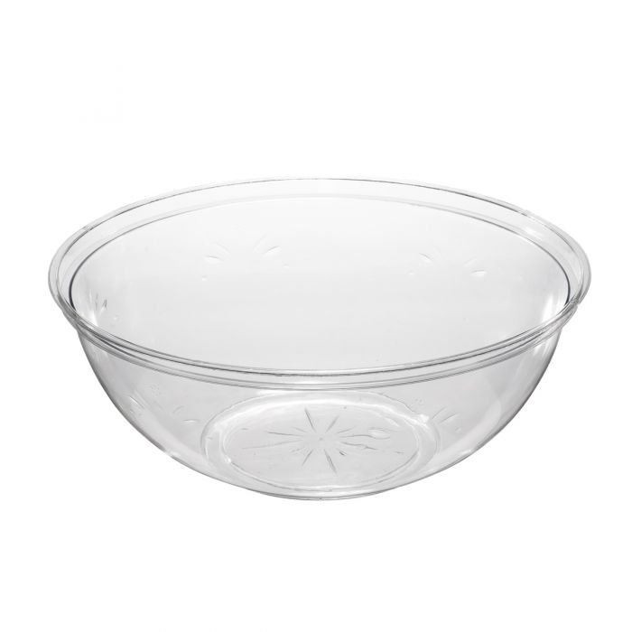 Embellish 12" Round Serving Bowl (160 oz.) - Clear Plastic - 24 Count