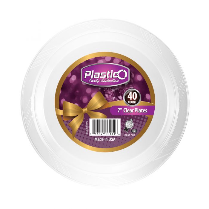 Plastico 7" Plates - Clear Plastic - 40 Count