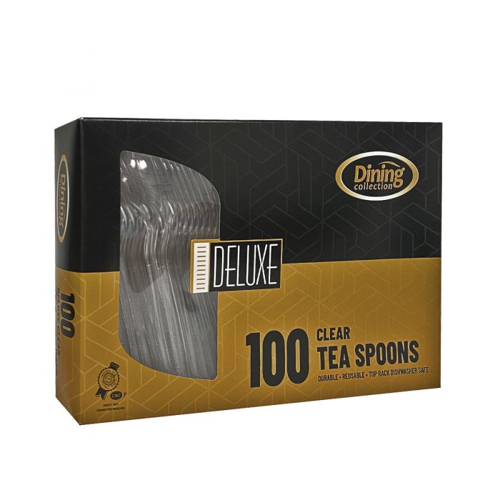 Dining Collection Deluxe Teaspoons (Box) - Clear Plastic - 100 ct.