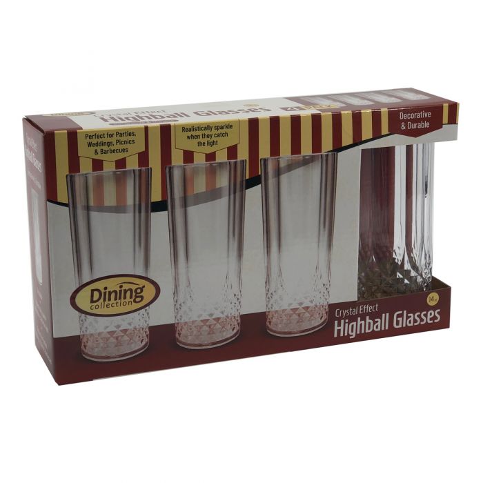Dining Collection Crystal Effect Highball Glasses (14 oz.) - 4 Count