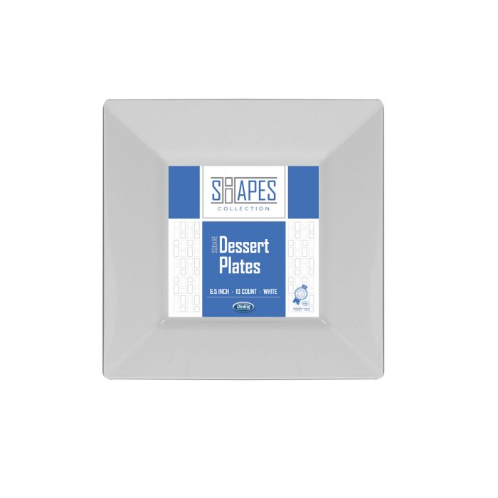Shapes Collection - Square 6.5" Dessert Plate (White) - 10 Count
