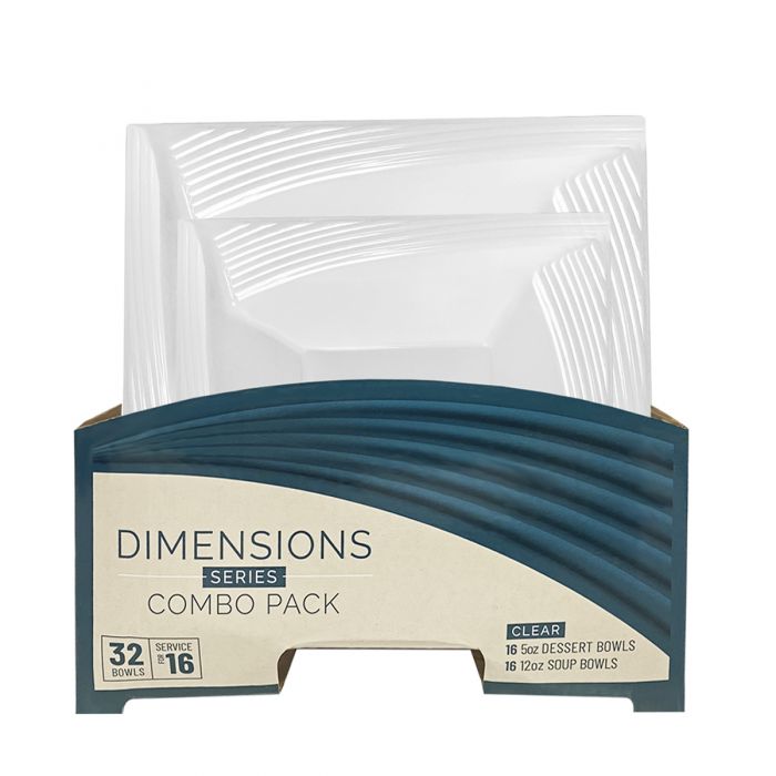 Dimensions Square Clear Bowls Combo Pack - 32 Count