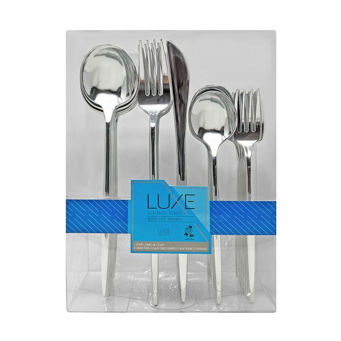 Dining Collection Luxe Heritage Series Cutlery Combo Pack (Silver) - 40 Ct.