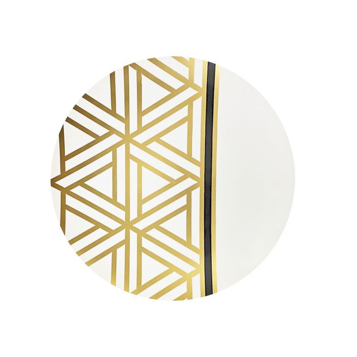 CoupeWare Triangle Deco  (White/Gold)  7.5" Plates - 10 ct.