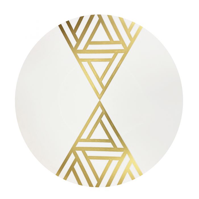 CoupeWare Triangle Deco (White/Gold)  10.25" Plates - 10 ct.