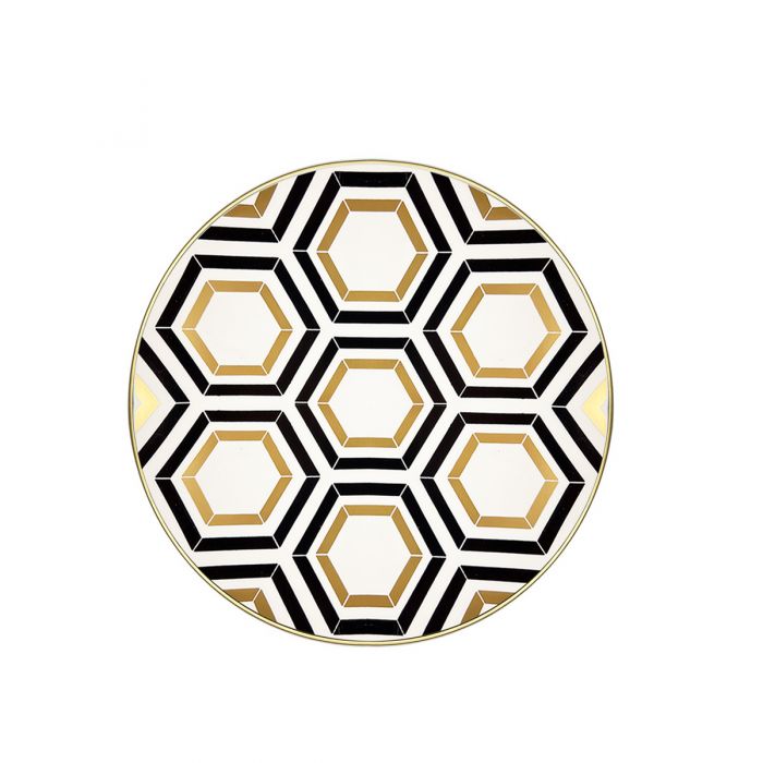CoupeWare Honeycomb (White/Black/Gold) - 7.5" Salad Plates - 10 ct