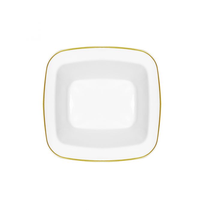 CoupeWare Basic 5 oz. Square Dessert Bowl (White/Gold) - 10 ct.