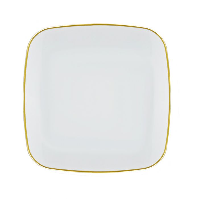CoupeWare Basic 8.5" Square Plate (White/Gold) - 10 ct.
