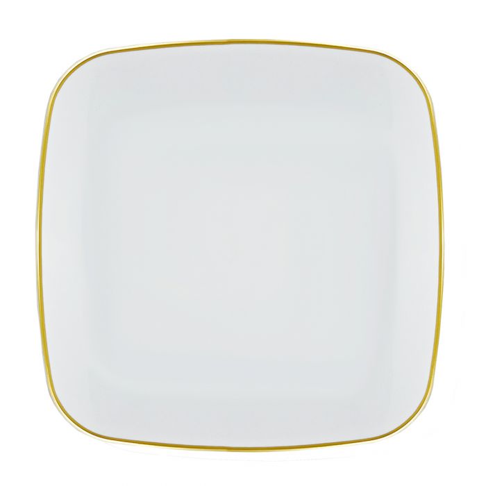 CoupeWare Basic 10" Square Plate (White/Gold) - 10 ct.