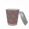 Dining Collection 10 oz. Ripple Wall Paper Hot Cups w/ Lids - 14 Count