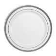 PrideWare 9" Dinner Plates - White/Silver Plastic - 10 Count