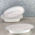 PrideWare 6 oz. Oval Bowls - White/Silver Plastic - 10 Count