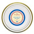 PrideWare 10.25" Banquet Plates - Ivory/Gold Plastic - 10 Count
