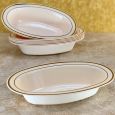PrideWare 6 oz. Oval Bowls - Ivory/Gold Plastic - 10 Count