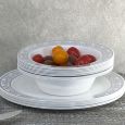 DazzleWare 5 oz. Dessert Bowls - White/Silver Plastic - 10 Count