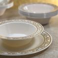 DazzleWare 5 oz. Dessert Bowls - Ivory/Gold Plastic - 10 Count