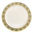 DazzleWare 10.25" Banquet Plates - Ivory/Gold Plastic - 10 Count
