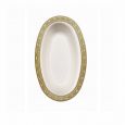 DazzleWare 6 oz. Oval Bowls - Ivory/Gold Plastic - 10 Count